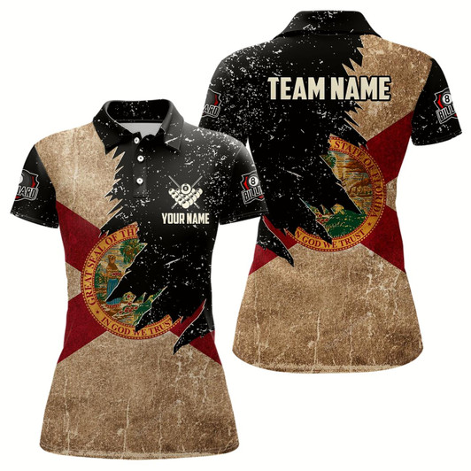 Goofygear Personalized Retro Florida Flag Billiard Women Pool Shirts Custom Patriotic Billiard Jerseys Uniform