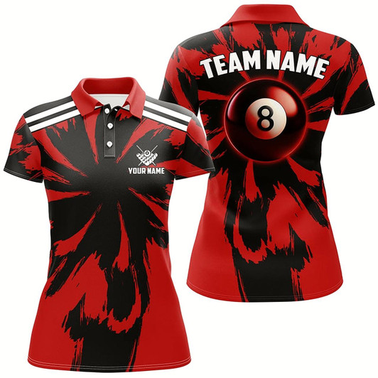 Goofygear Personalized Funny Storm Red 8 Ball Pool Women Billiard Shirts Custom Unique Team Billiard Jerseys