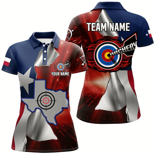 Goofygear Personalized Texas Flag 3D Printed Women Archery Shirts, Best Patriotic Texas Archery Team Jerseys