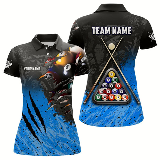 Goofygear Personalized Blue Black 8 Ball Billiards 3D Shirts For Women Custom Pool Billiards Team Jerseys