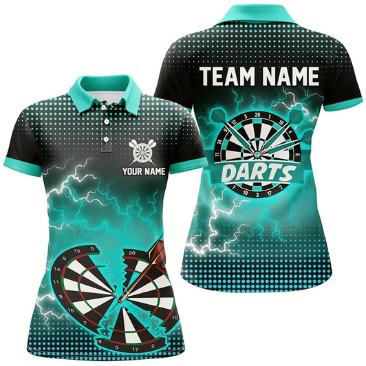 Goofygear Funny Turquoise Crack Dartboard Thunder Lightning 3D Printed Custom Women Darts Shirts Darts Jerseys