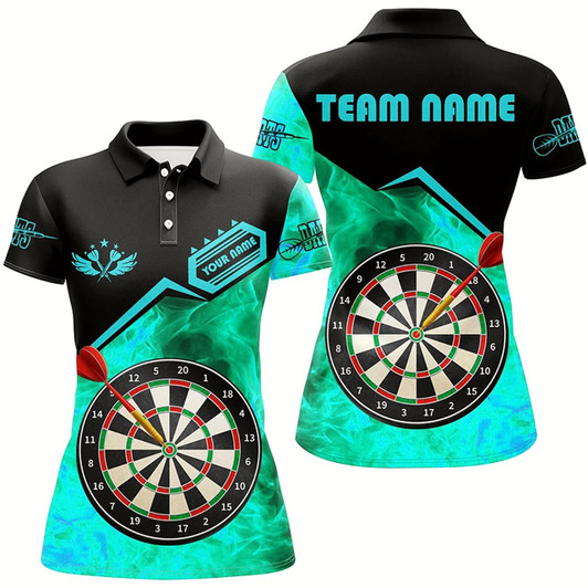 Goofygear Personalized Darts Fire 3D Printed Women Darts Shirts Custom Darts Board Jerseys Attire Turquoise