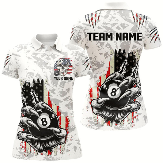 Goofygear Funny Claw Tearing Us Flag 8 Ball Pool Custom Billiard Shirts For Women, Patriotic Billiard Jerseys Style 1