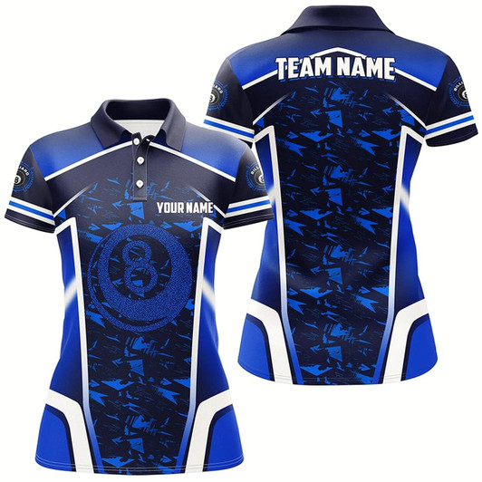 Goofygear Personalized Name Blue 8 Ball Pool Abstract 3D Billiard Shirts For Women Team League Billiard Jerseys