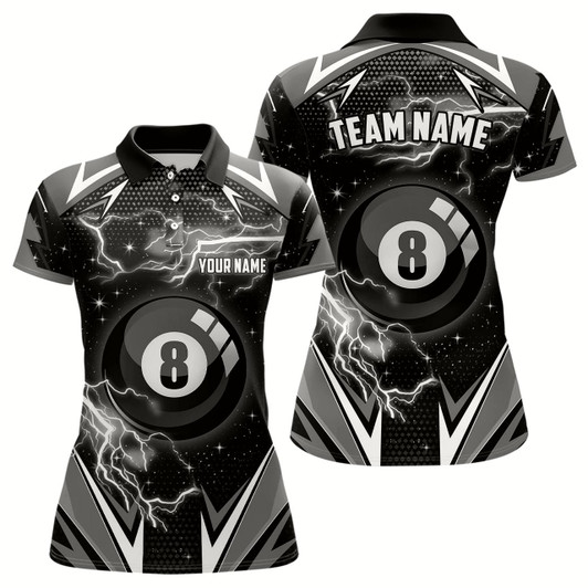 Goofygear 8 Ball Pool Billiard Jerseys For Women Custom Name Black Billiard Shirts Team League Pool Jerseys