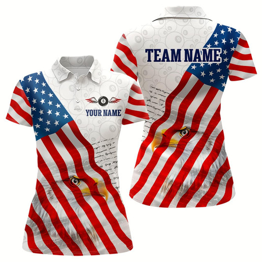 Goofygear American Flag Eagle 8 Ball Billiard Shirts For Women Custom Pride Patriotic Team Billiard Jerseys