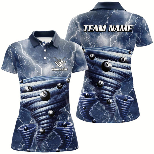 Goofygear Blue Thunder Lightning Custom Storm Billiard Shirts For Women, 8 Ball Billiard Pool Team Jerseys