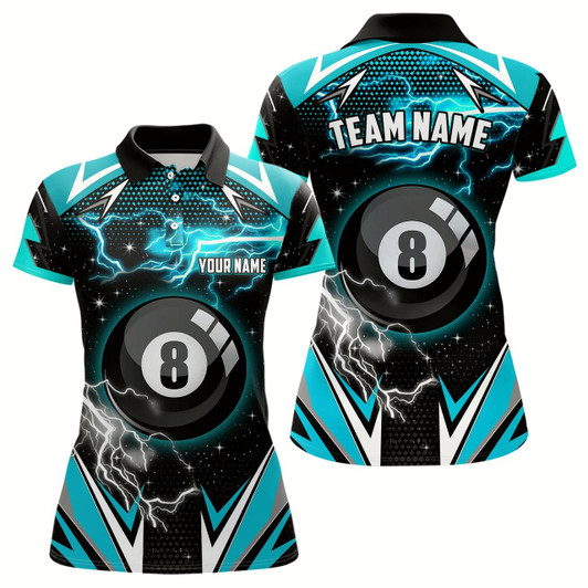 Goofygear 8 Ball Pool Billiard Jerseys For Women Custom Turquoise Billiard Shirts Team League Pool Jerseys