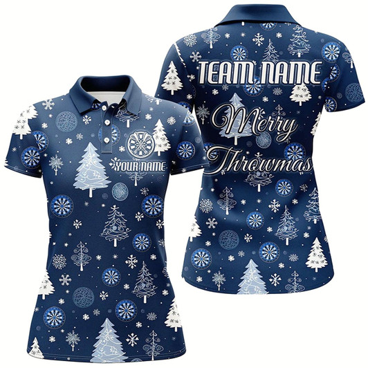Goofygear Personalized Blue Funny Christmas Tree Dart Shirts For Women Custom Christmas Dart Jerseys Dart Gift