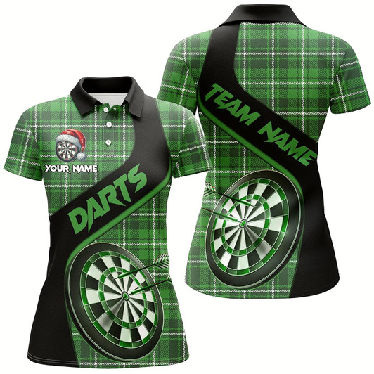 Goofygear Personalized Green Plaid Pattern Christmas Dart Shirts For Women Custom Dart Team Jerseys Dart Gift