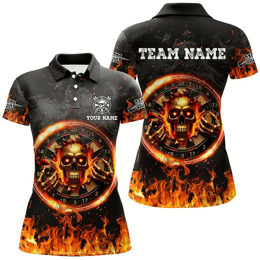 Goofygear Personalized Skull Dartboard Fire Flame 3D Printed Darts Shirts For Women Team League Darts Jerseys