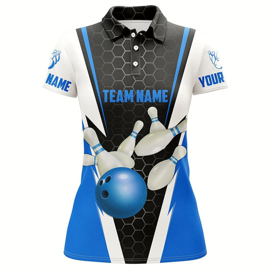 Goofygear Bowling Shirts For Women Custom Name And Team Name Strike Bowling Ball And Pins, Team Bowling Shirts Style 1