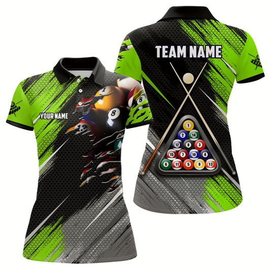 Goofygear Personalized Green Black Billiard Balls 3D Shirts For Women Custom 8 Ball Pool Billiards Team Jerseys