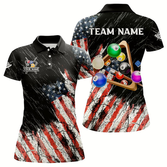 Goofygear Personalized Retro Grunge American Flag Women Billiard Shirts Custom 3D Pool Ball Billiard Jerseys