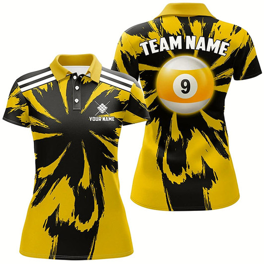 Goofygear Personalized Funny Storm Yellow 9 Ball Pool Women Billiard Shirts Custom Unique Team Billiard Jerseys