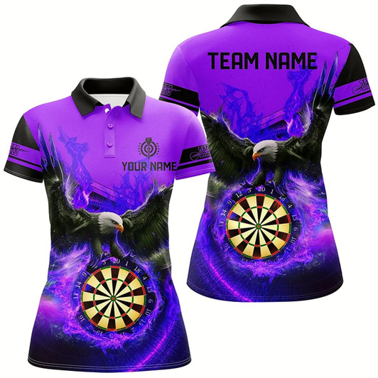 Goofygear Personalized 3D Eagle Flying On Dart Board Fire Darts Shirts For Women Custom Darts Jerseys Purple