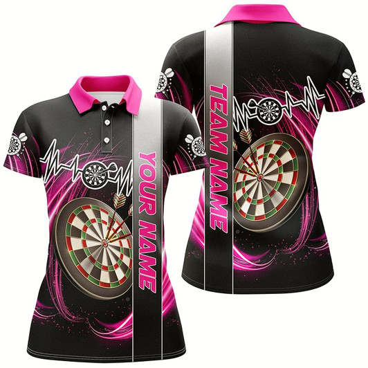 Goofygear Personalized Pink Swirl Darts Board Heartbeat Line Women Dart Shirts Custom Dart Jerseys Team Uniform
