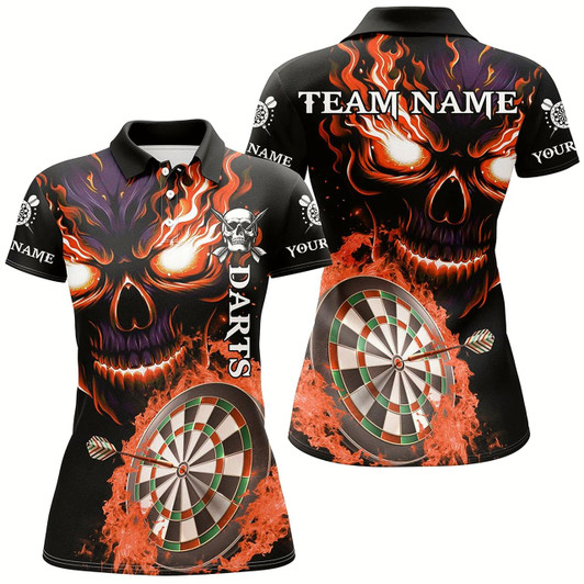 Goofygear Personalized Orange Darts Board Flame Skull Women Dart Shirts Custom Team League Dart Jerseys Uniform