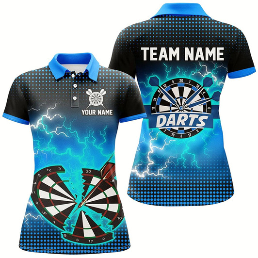 Goofygear Funny Blue Crack Dartboard Thunder Lightning 3D Printed Custom Women Darts Shirts Darts Team Jerseys