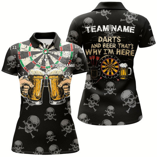 Goofygear Darts And Beer That'S Why I'M Here Custom Skull Darts Shirts For Women Best Drinking Darts Jerseys