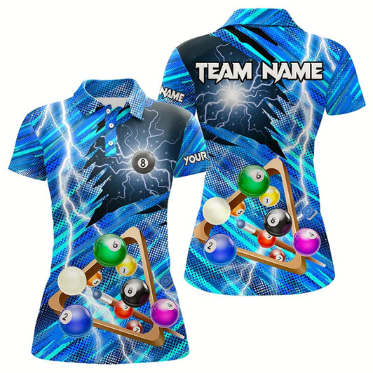 Goofygear Blue Thunder Lightning 8 Ball Pool 3D Billiard Shirts For Women Custom Team League Billiard Jerseys