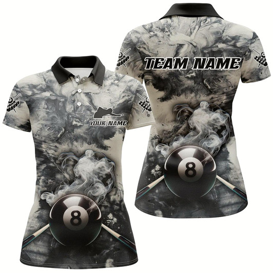 Goofygear Personalized Black White 8 Ball Pool Hazy Smoke Billiard Shirts For Women Custom 3D Billiard Jerseys