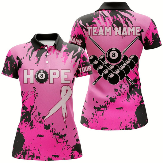 Goofygear Breast Cancer Awareness Pink Camo Custom Women Billiard Shirts, 8 Ball Pool Pink Jerseys For Pooler Style 3