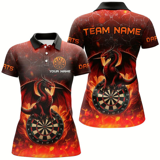 Goofygear Darts Dragon Fire Flame 3D Printed Darts Shirts For Women Custom Team League Darts Jerseys Red