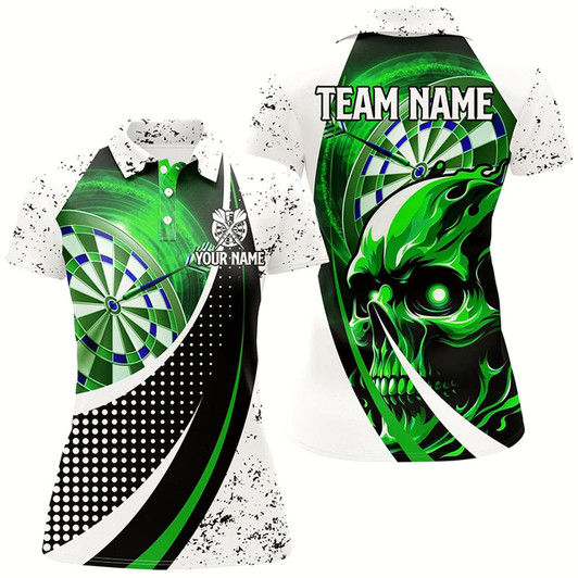 Goofygear Customized Grunge Green Dartboard 3D Printed Skull Darts Shirts For Women, Team League Darts Jerseys