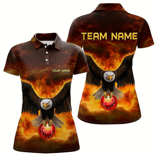 Goofygear Personalized Flame Eagle Custom Bowling Team Shirts For Women, Fire Eagle Bowling League Jersey