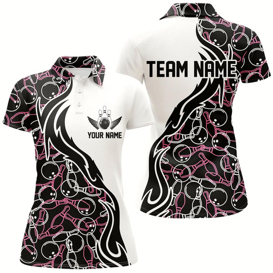 Goofygear Custom Bowling Shirts For Women, Personalized Bowling Team Jerseys Bowling Pattern Style 2