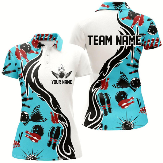 Goofygear Custom Bowling Shirts For Women, Personalized Bowling Team Jerseys Bowling Pattern Style 4