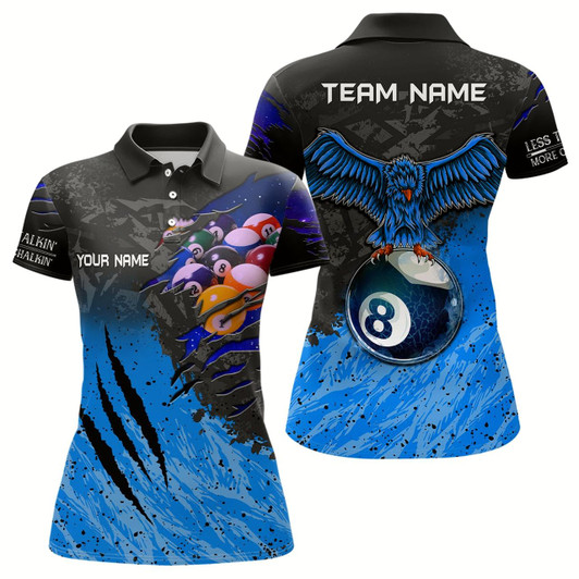 Goofygear Personalized Blue Eagle 8 Ball Billiards 3D Shirts For Women Custom Pool Billiards Team Jerseys