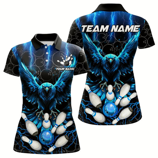 Goofygear Custom Blue Lightning Thunder Eagle Women Bowling Shirts Black Bowling Camo Team Jersey Outfits