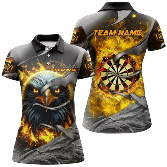 Goofygear Darts Board Fire Custom Eagle Dart Shirts For Women, 3D Printed Dart League Team Jerseys Yellow