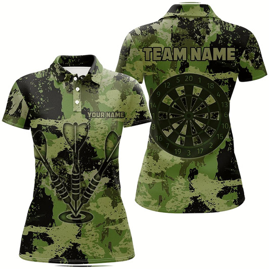 Goofygear Custom Grunge Green Camo Darts Arrow Shirts For Women, Retro Darts Jerseys, Father'S Day Darts Gifts