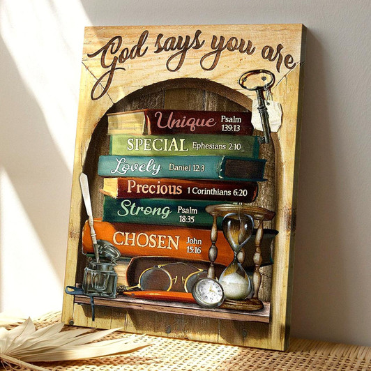 Book Canvas God Says You Are Canvas Wall Art With Bible Verse For Spiritual Study Room Or Office Decor