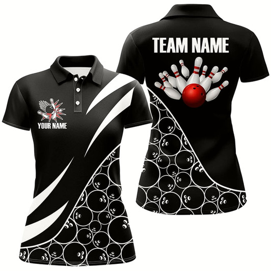 Goofygear Black And White Bowling Camo League Jerseys For Women Custom Retro Bowling Shirts For Team Bowlers