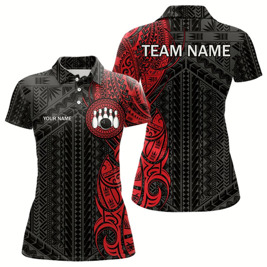 Goofygear Black And Red Tribal Pattern Womens Bowling Shirts Custom Bowling Outfit Ladies Team Bowling Jerseys