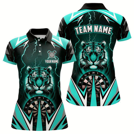 Goofygear Personalized Tiger 3D Printed Darts Shirts For Women Custom Thunder Lightning Turquoise Darts Jersey
