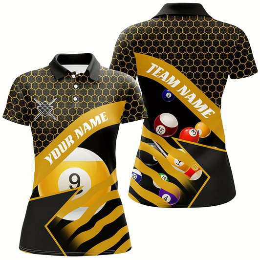 Goofygear Yellow Black Billiard Jerseys For Women Custom 3D Printed 9 Ball Pool Team League Billiard Shirts
