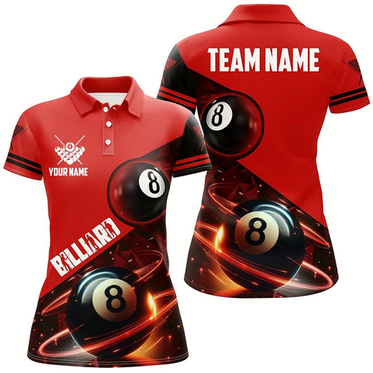 Goofygear Red 8 Ball Pool Billiard Jersey For Women Custom Billiard Pool Shirts Team League Billiard Uniform