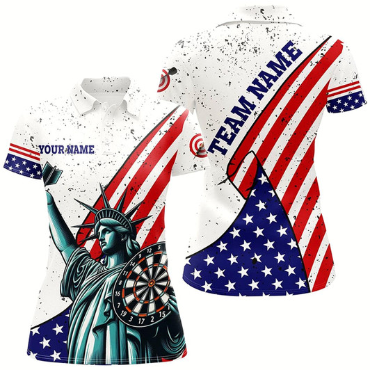 Goofygear Personalized The Statue Of Liberty Darts Shirts For Women Custom Us Flag Patriotic Darts Jerseys