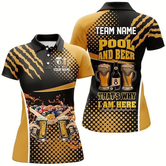 Goofygear Pool And Beer That'S Why I'M Here Custom Billiards Shirts For Women, Funny Drinking Billiard Jerseys