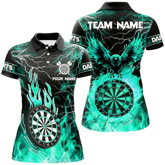 Goofygear Turquoise Dart Board Fire Flame Custom Eagle Dart Shirts For Women, Thunder Lightning Dart Jerseys