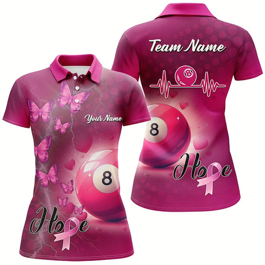 Goofygear Pink 8 Ball Pool Billiard Shirts For Women Custom Name Breast Cancer Awareness Billiard Team Jerseys