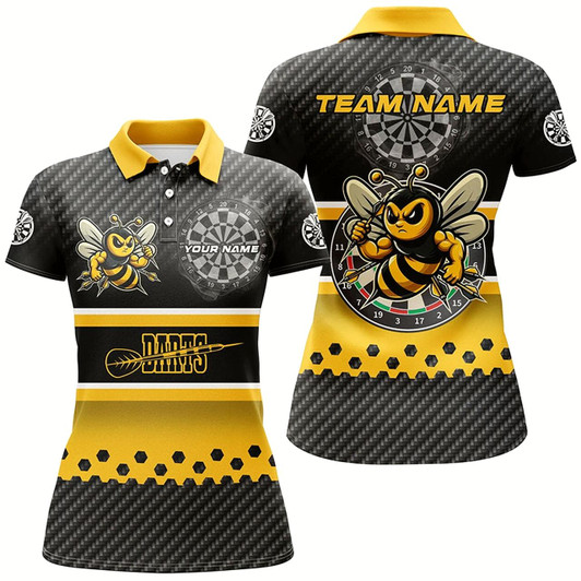 Goofygear Yellow Black Darts Bee Custom Name Darts Shirts For Women, Funny Darts Apparel, Best Darts Gifts