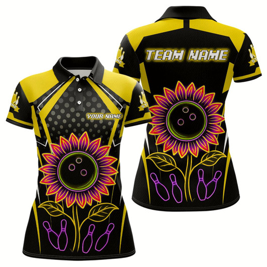 Goofygear Yellow Neon Lightning Sunflower Bowling Shirt For Women Custom Team Bowling Jersey