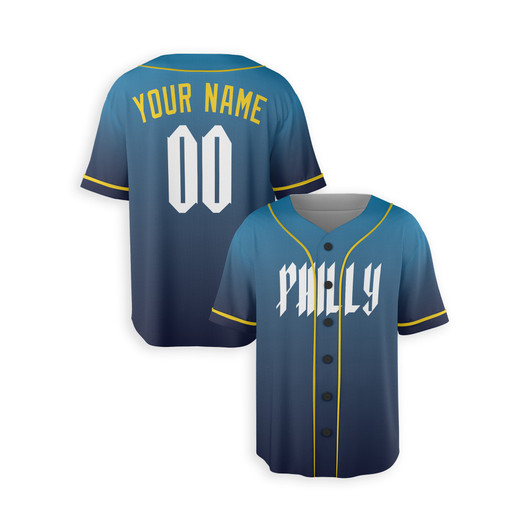 Personalized Men's Philadelphia Phillies Baseball Jersey Blue City Connect Style - Custom Name & Number