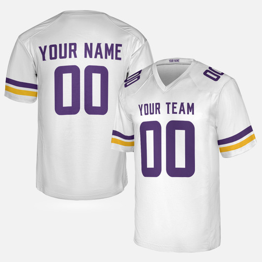 Personalized Men's Minnesota Vikings Football Jersey White Fan Style - Custom Team, Name & Number